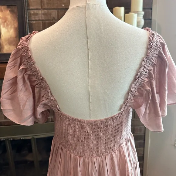 NWT Baltic Born Agatha Maxi Dress Dusty Mauve Tiered Ruffle Pockets L - Picture 10 of 13